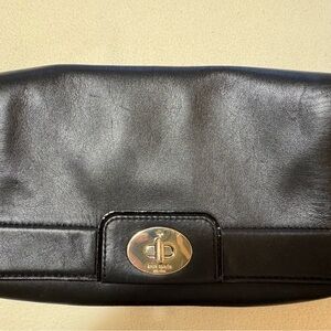 kate spade Black Leather Crossbody Purse with Gold Turnlock